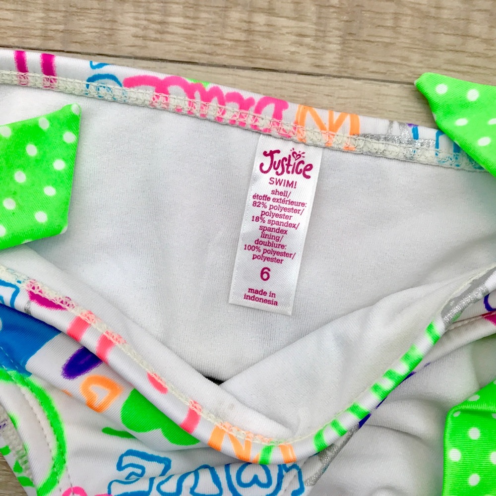 Justice neon graffiti tankini size 6 - Picture 3 of 4